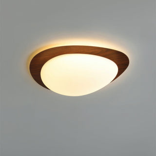 Plafonnier scandinave LED en bois grain noyer