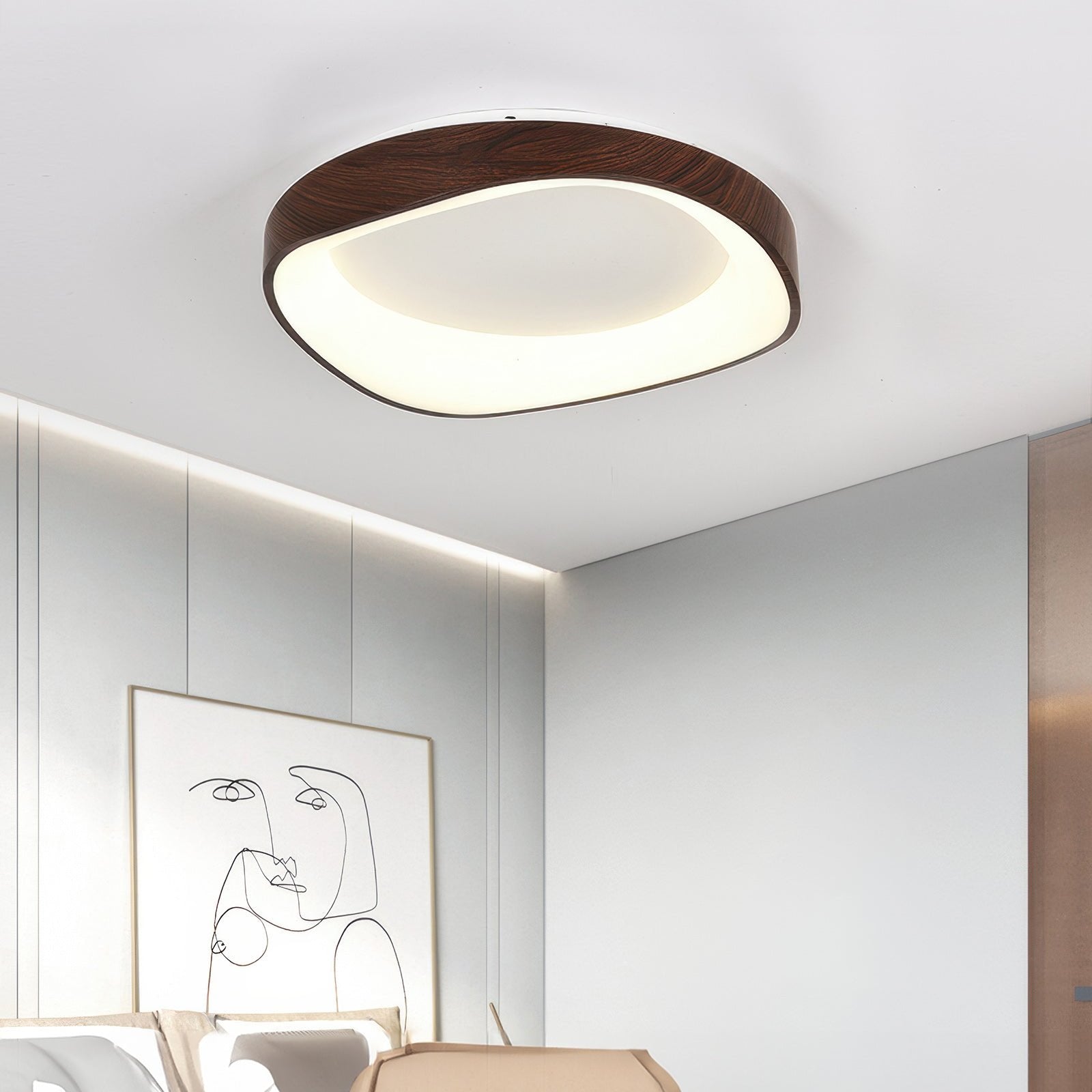 Plafonnier LED design scandinave en bois naturel