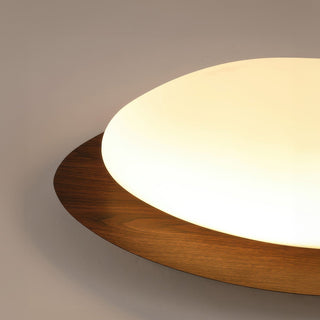 Plafonnier scandinave LED en bois grain noyer