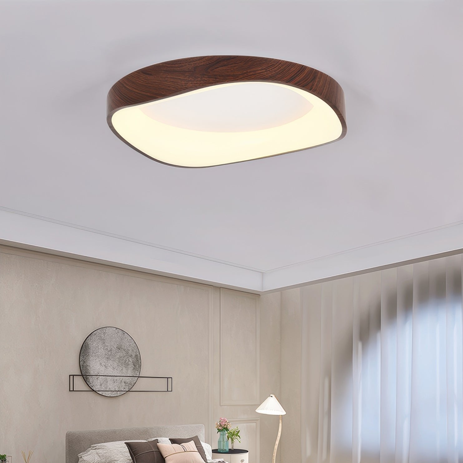 Plafonnier LED design scandinave en bois naturel