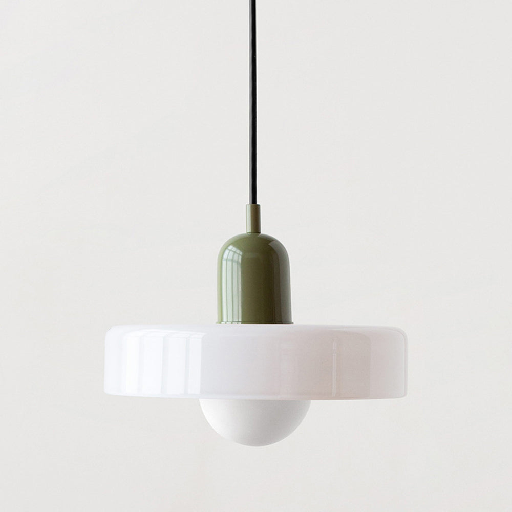 Suspension design moderne bicolore en verre coloré