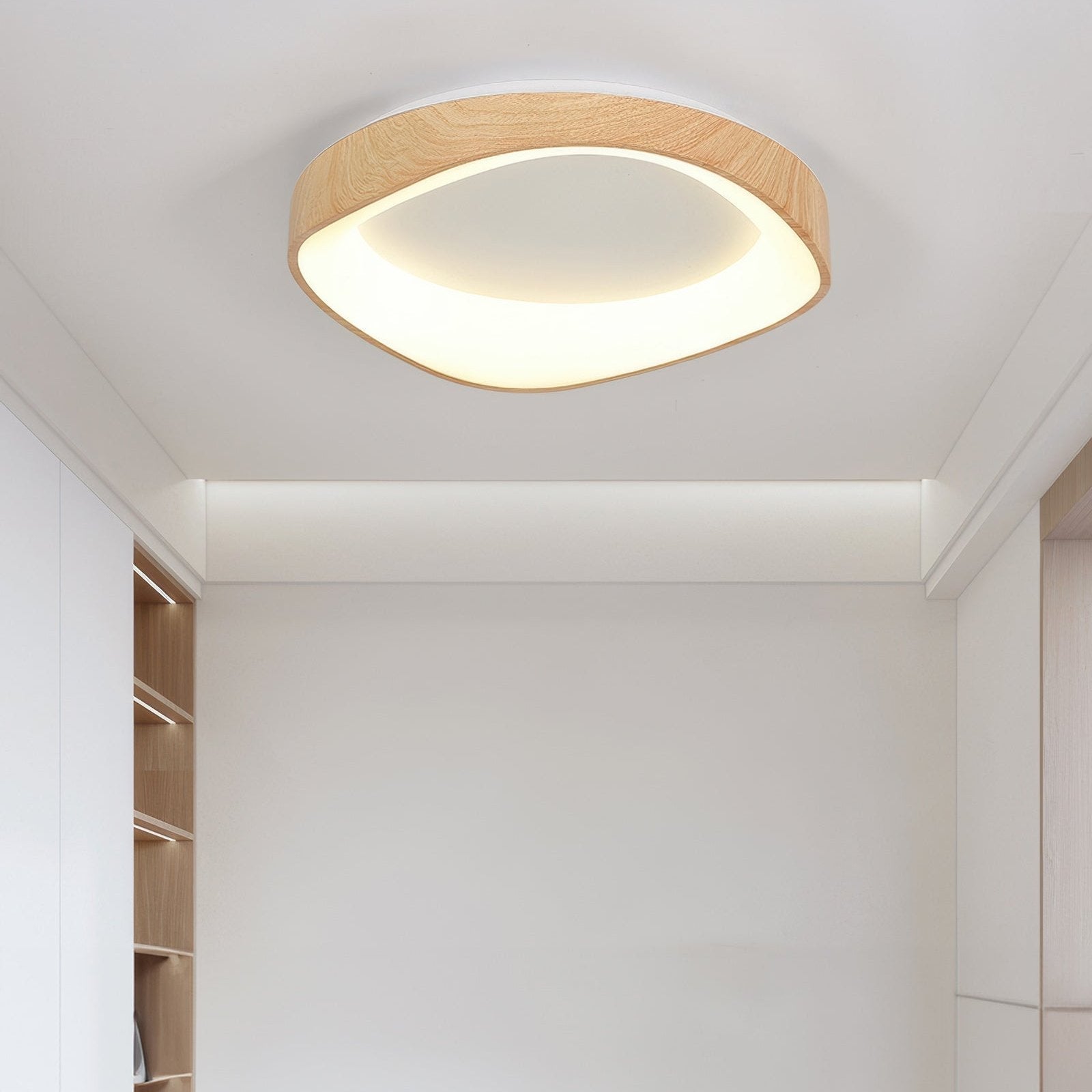 Plafonnier LED design scandinave en bois naturel