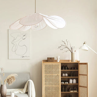 Suspension pétales design moderne en tissu blanc