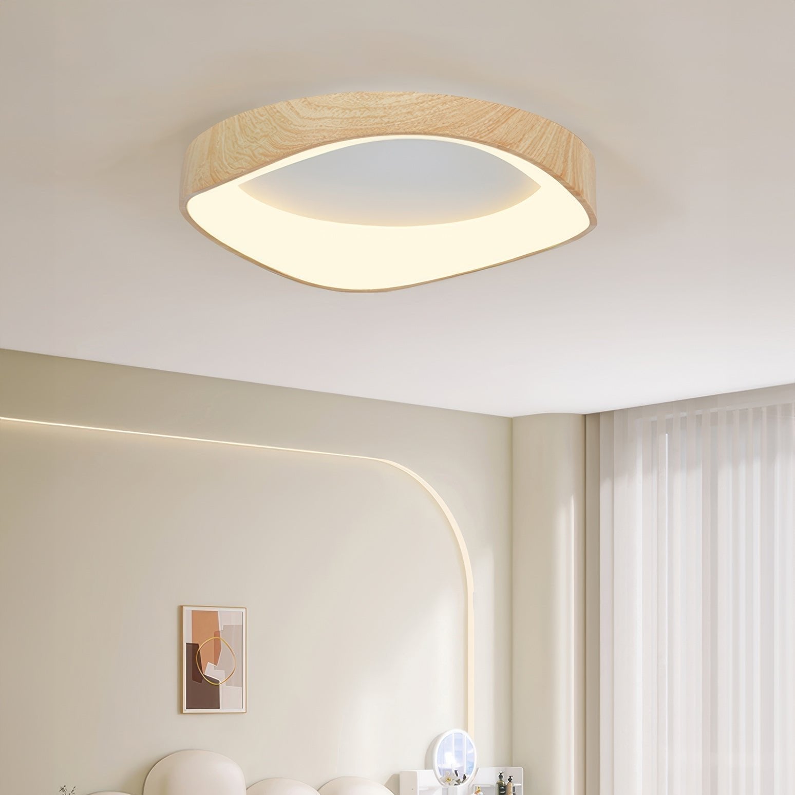 Plafonnier LED design scandinave en bois naturel