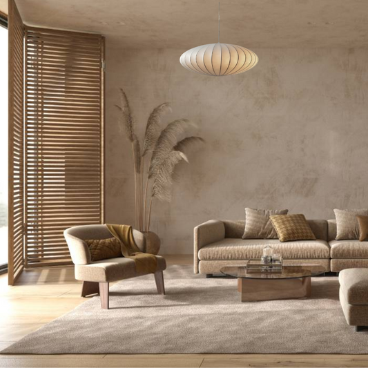 Suspension japonaise moderne en soie blanche