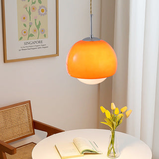 Suspension moderne verre Bauhaus orange et beige