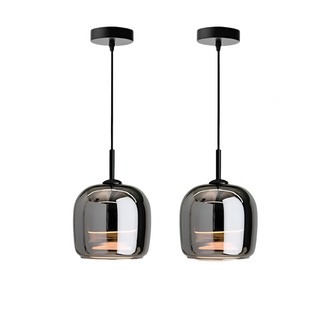 Suspension design verre noir effet miroir moderne