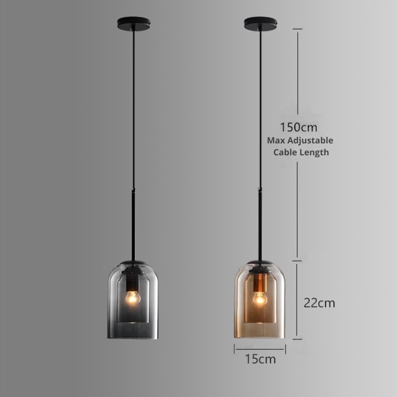 Suspension design verre double paroi style moderne