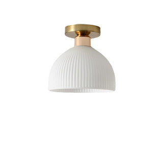 Suspension moderne verre blanc laiteux et doré