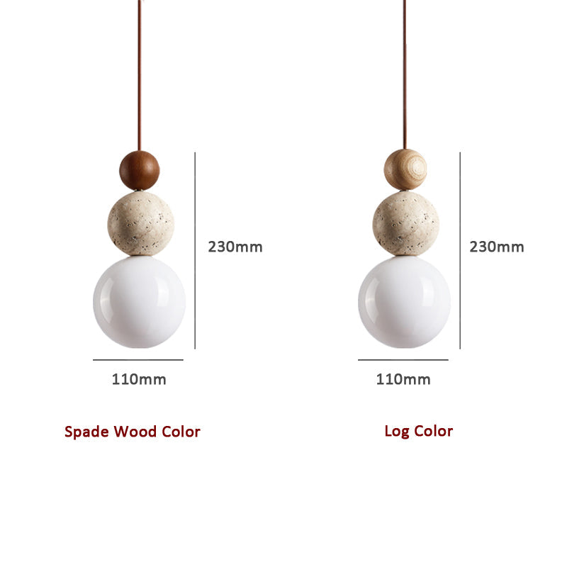 Suspension moderne travertin et bois design naturel
