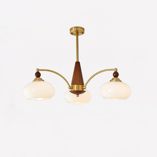 Suspension vintage dorée à globes jaunes multiples