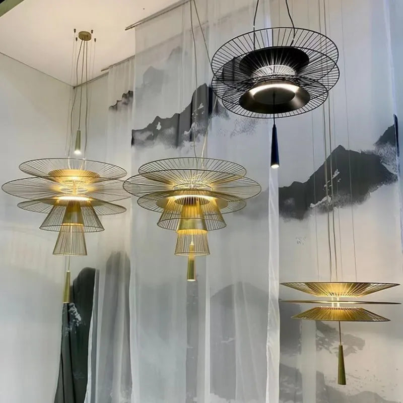 Suspension design LED moderne à disques métalliques