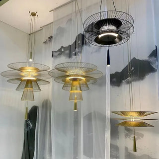 Suspension design LED moderne à disques métalliques