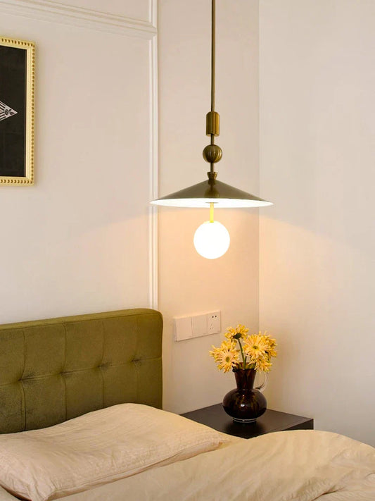 Suspension minimaliste design métal doré et blanc