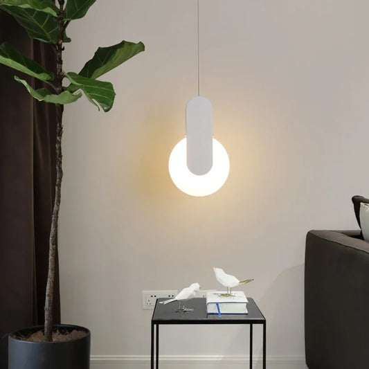 Suspension design moderne minimaliste en métal blanc et noir
