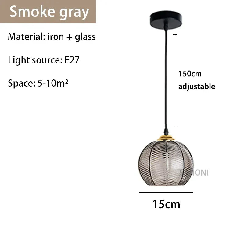 Suspension verre strié vert design moderne nordique