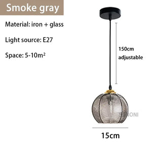 Suspension verre strié vert design moderne nordique