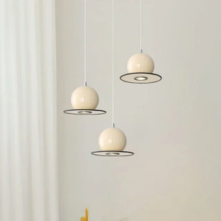 Suspension design moderne boule métal et verre blanc