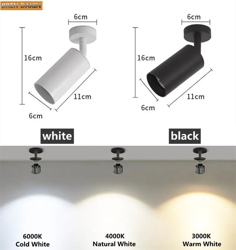 Spot LED design ajustable en métal trois finitions