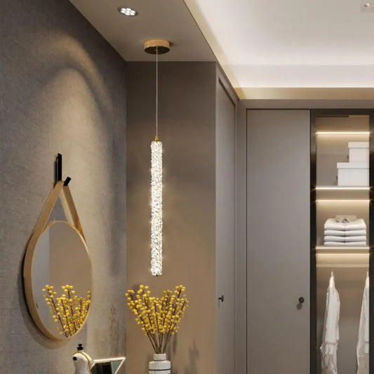 Suspension design cristal LED moderne luxe dorée