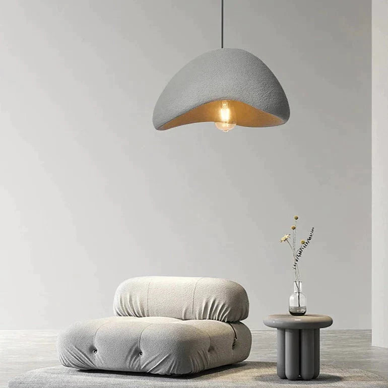 Suspension design moderne en résine blanche Wabi Sabi