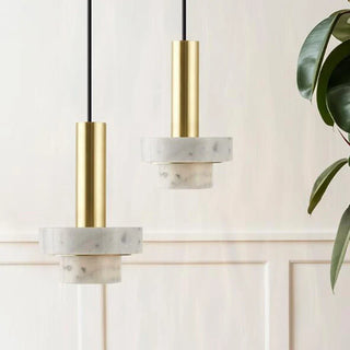 Suspension design marbre et métal doré moderne luxe