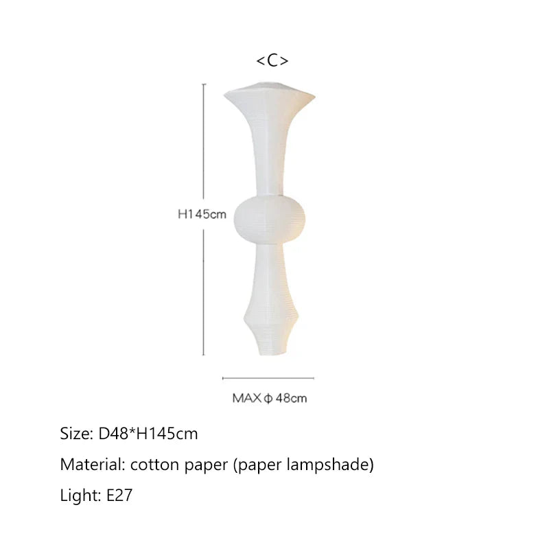 Suspension japonaise LED en papier de riz Wabi Sabi
