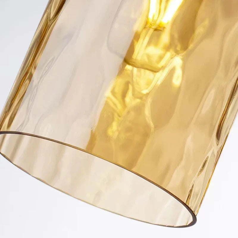 Suspension design verre texturé et métal doré nordique