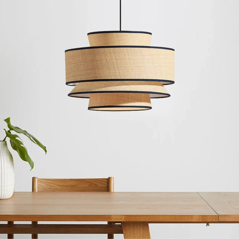 Suspension japonaise design en tissu naturel multicouche