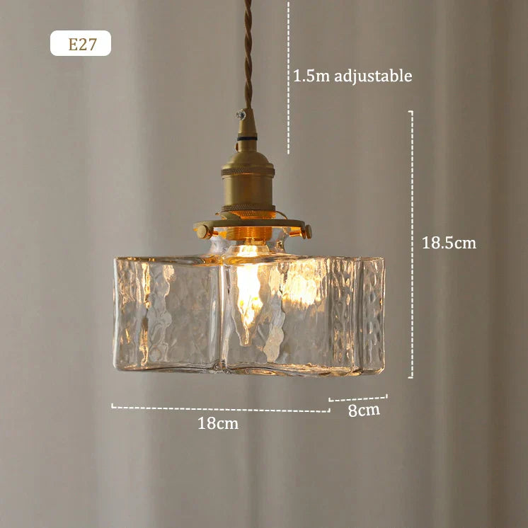 Suspension vintage en verre et métal doré luminaire