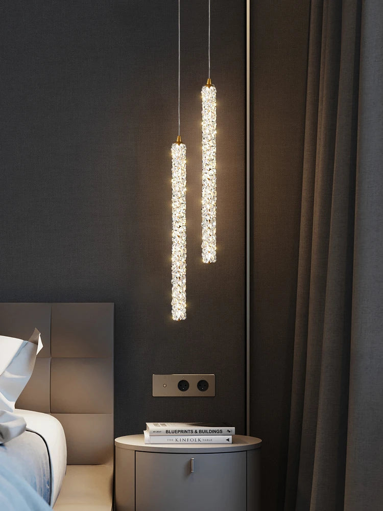 Suspension design cristal LED moderne luxe dorée