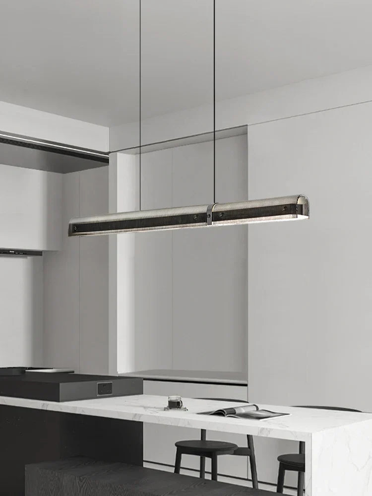 Suspension LED design moderne argentée linéaire
