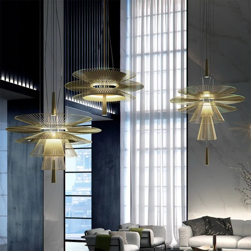 Suspension design LED moderne à disques métalliques