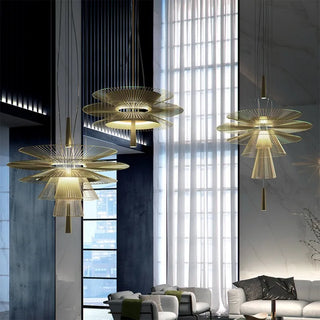 Suspension design LED moderne à disques métalliques