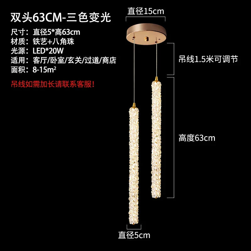 Suspension design cristal LED moderne luxe dorée
