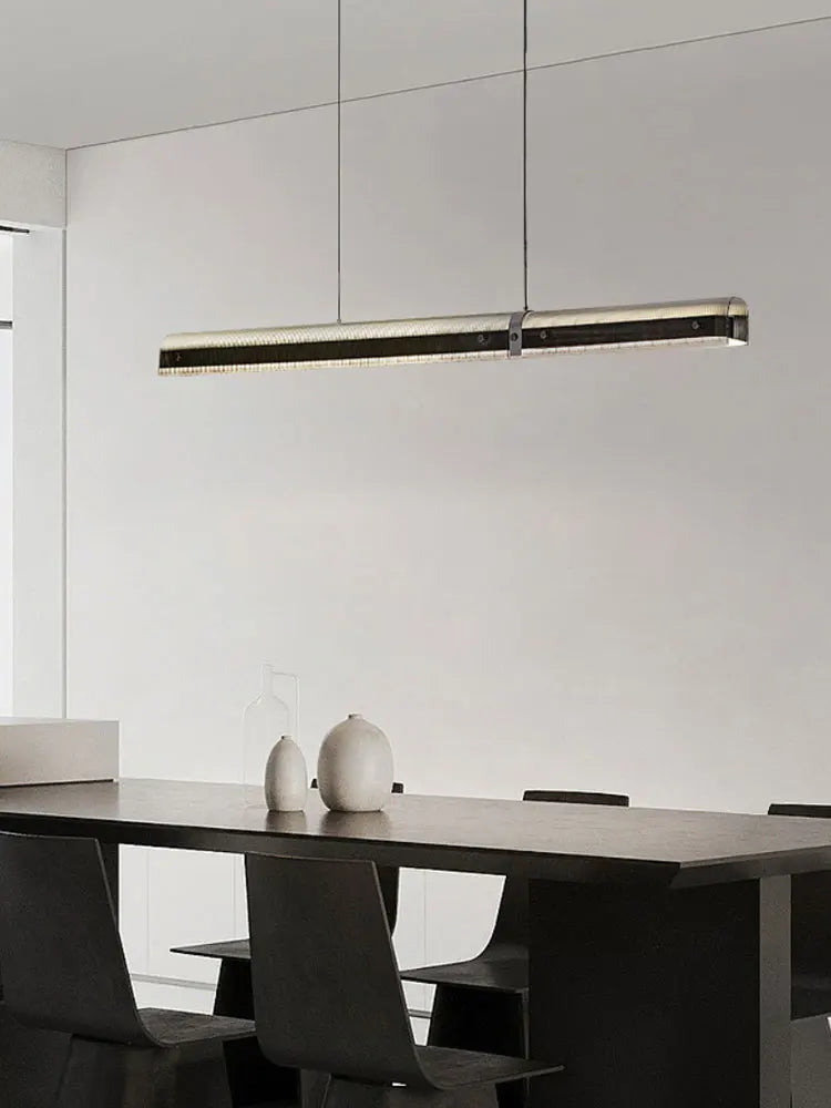 Suspension LED design moderne argentée linéaire