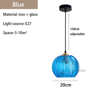 Suspension verre strié vert design moderne nordique