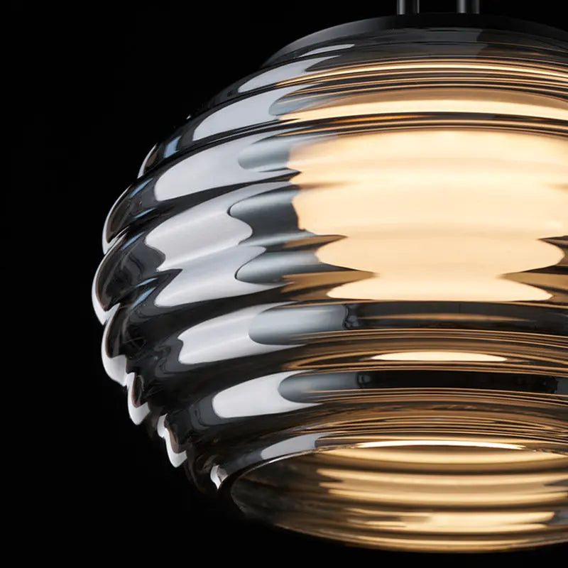 Suspension moderne design verre gris LED minimaliste