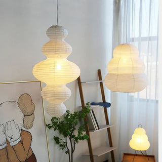 Suspension japonaise LED en papier de riz Wabi Sabi