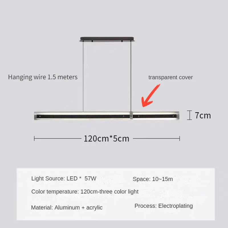 Suspension LED design moderne argentée linéaire
