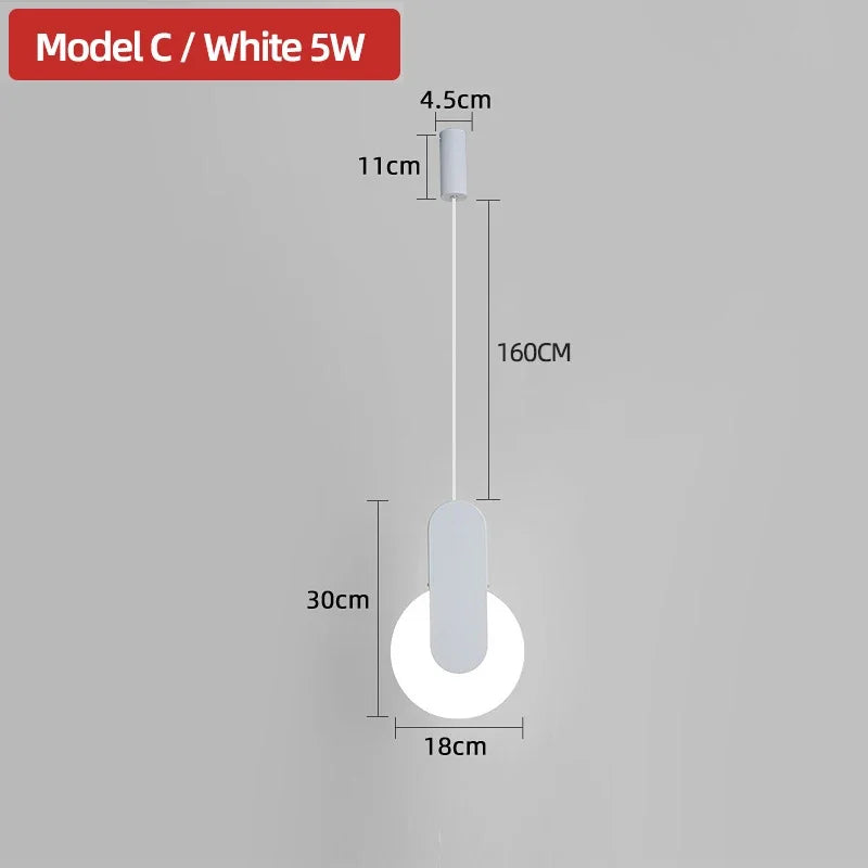 Suspension design moderne minimaliste en métal blanc et noir