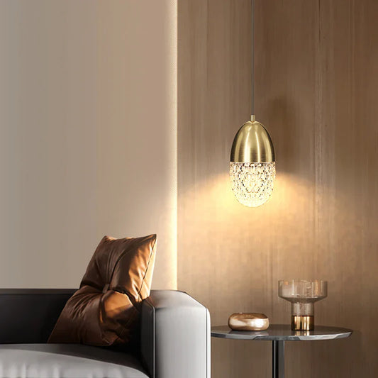 Suspension design cristal LED métal noir et doré