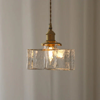 Suspension vintage en verre et métal doré design
