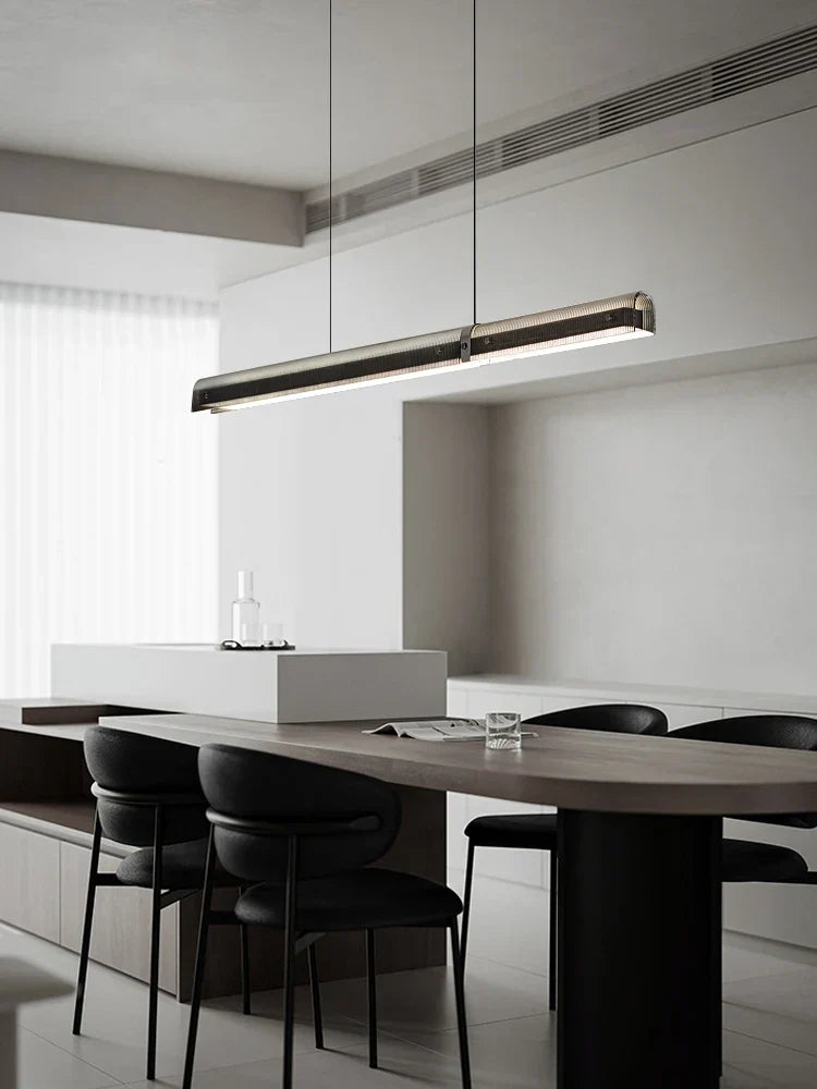 Suspension LED design moderne argentée linéaire
