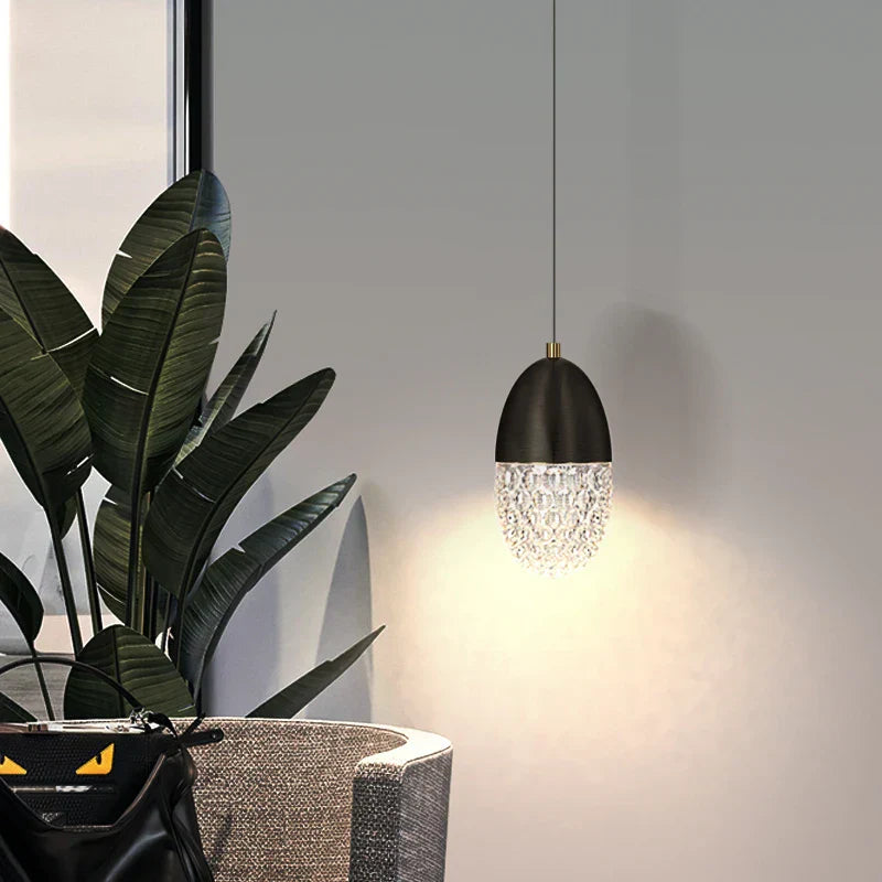 Suspension design cristal LED métal noir et doré