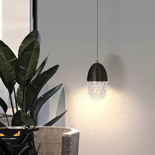 Suspension design cristal LED métal noir et doré