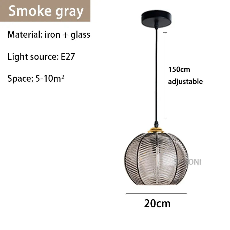 Suspension verre strié vert design moderne nordique