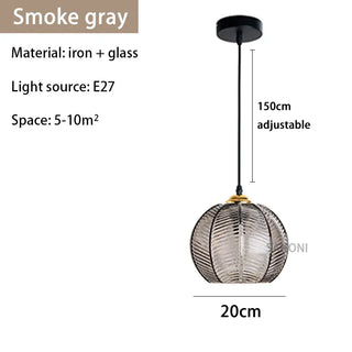 Suspension verre strié vert design moderne nordique