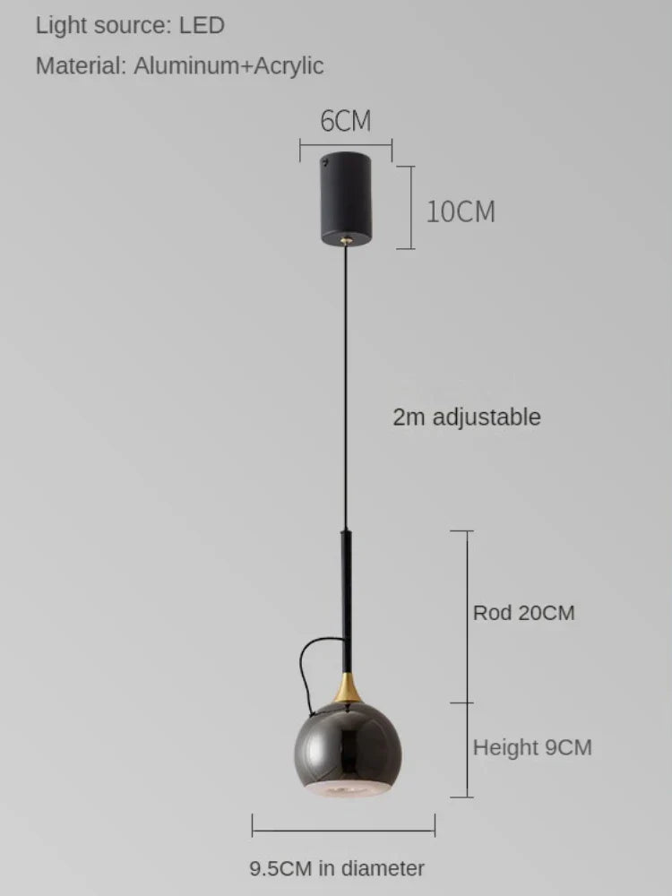 Suspension design minimaliste métal et verre sphérique