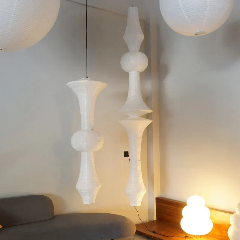 Suspension japonaise LED en papier de riz Wabi Sabi